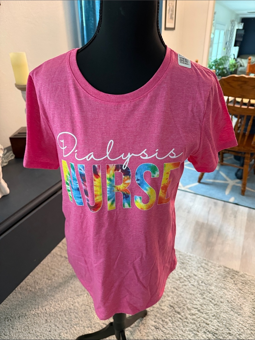 NWT Dialysis Nurse tie dye pink t shirt nurse scrubs tie dye healthcare medium
